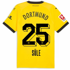 Puma Borussia Dortmund Authentic Sule Home Jersey w/ Bundesliga Patch 23/24 (Cyber Yellow/Puma Black) Functional Fit