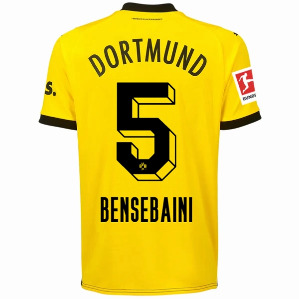 Puma Borussia Dortmund Bensebaini Home Jersey w/ Bundesliga Patch 23/24 (Cyber Yellow/Puma Black) Training Gear Training Ready Gear
