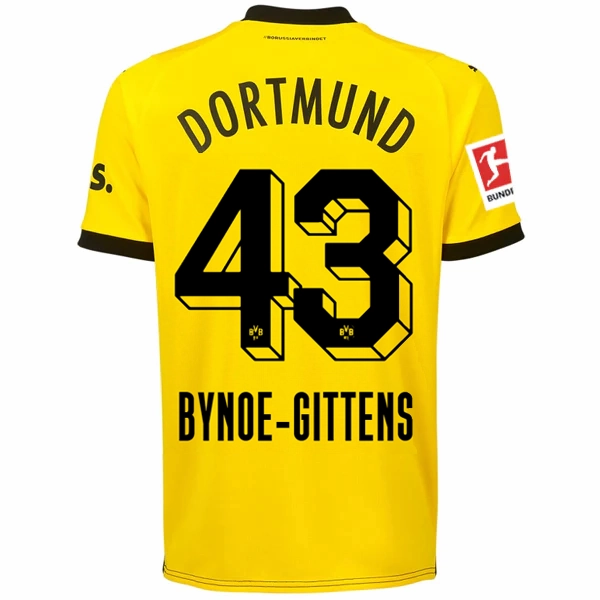 Puma Borussia Dortmund Bynoe-Gittens Home Jersey w/ Bundesliga Patch 23/24 (Cyber Yellow/Puma Black) Modern Look