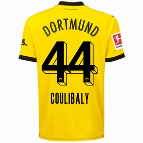 Puma Borussia Dortmund Coulibaly Home Jersey w/ Bundesliga Patch 23/24 (Cyber Yellow/Puma Black) Performance Apparel Mesh Ventilation Zones