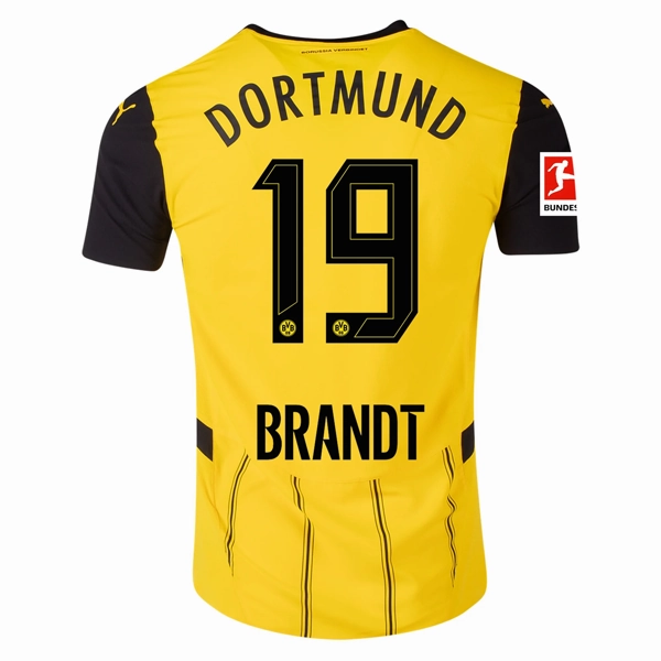 Anti Snag Fabric Puma Borussia Dortmund Julian Brandt Home Jersey w/ Bundesliga Patch 24/25 (Faster Yellow/Puma Black)