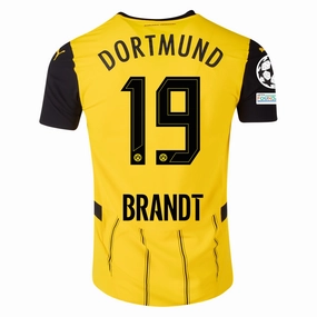 Puma Borussia Dortmund Julian Brandt Home Jersey w/ Champions League Patches 24/25 (Faster Yellow/Puma Black) Full Sleeve Design Eco Friendly Fabric Blends