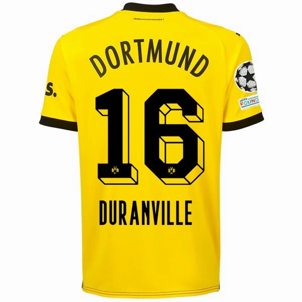 Breathe Zone Puma Borussia Dortmund Julien Duranville Home Jersey w/ Champions League Patches 23/24 (Cyber Yellow/Puma Black)