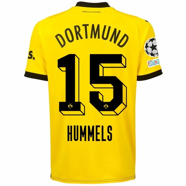 Layered Panel Construction Performance Driven Puma Borussia Dortmund Mats Hummels Home Jersey w/ Champions League Patches 23/24 (Cyber Yellow/Puma Black)