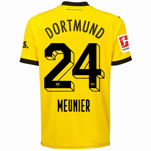 Chic Comfort Dynamic Texture Puma Borussia Dortmund Meunier Home Jersey w/ Bundesliga Patch 23/24 (Cyber Yellow/Puma Black)