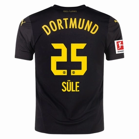 Sweat Wicking Technology Shape Retention Fabric Puma Borussia Dortmund Niklas S??le Away Jersey w/ Bundesliga Patch 24/25 (Puma Black/Faster Yellow)