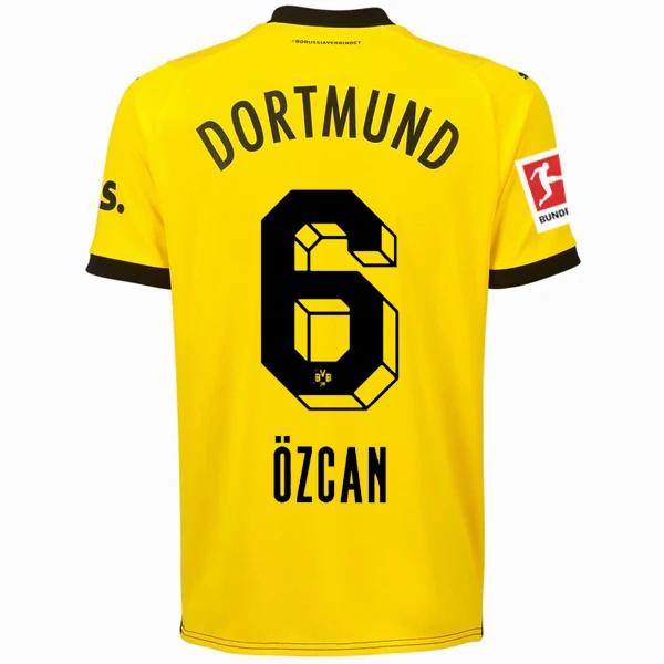 Puma Borussia Dortmund Ozcan Home Jersey w/ Bundesliga Patch 23/24 (Cyber Yellow/Puma Black) Stretch Lines fitness gear