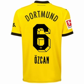 Puma Borussia Dortmund Ozcan Home Jersey w/ Bundesliga Patch 23/24 (Cyber Yellow/Puma Black) Stretch Lines fitness gear