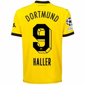 Ultra light Quick Drying Puma Borussia Dortmund S??bastien Haller Home Jersey w/ Champions League Patches 23/24 (Cyber Yellow/Puma Black)