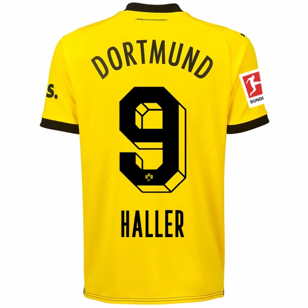 Sweat Zone Wicking Performance Fabric Puma Borussia Dortmund Sebastian Haller Home Jersey w/ Bundesliga Patch 23/24 (Cyber Yellow/Puma Black)
