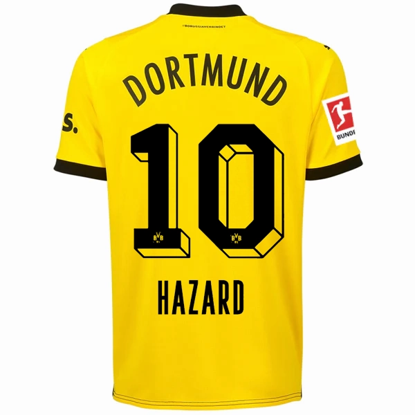 Quick Motion Puma Borussia Dortmund Thorgan Hazard Home Jersey w/ Bundesliga Patch 23/24 (Cyber Yellow/Puma Black)