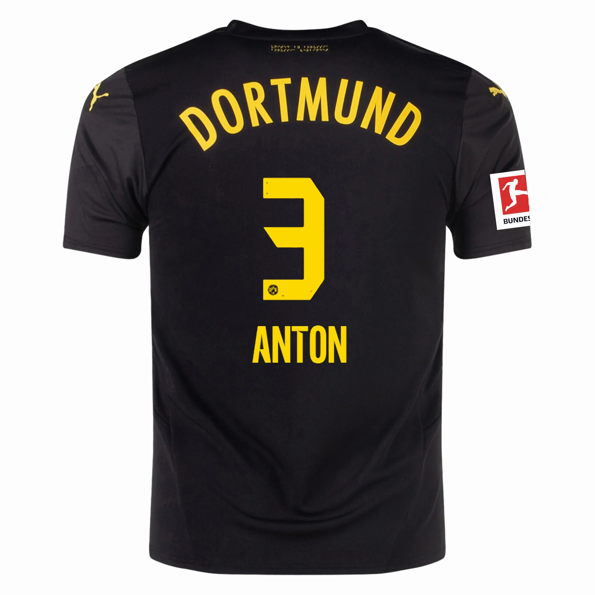 Game Vibes Lightweight Thermal Regulation Puma Borussia Dortmund Waldemar Anton Away Jersey w/ Bundesliga Patch 24/25 (Puma Black/Faster Yellow)