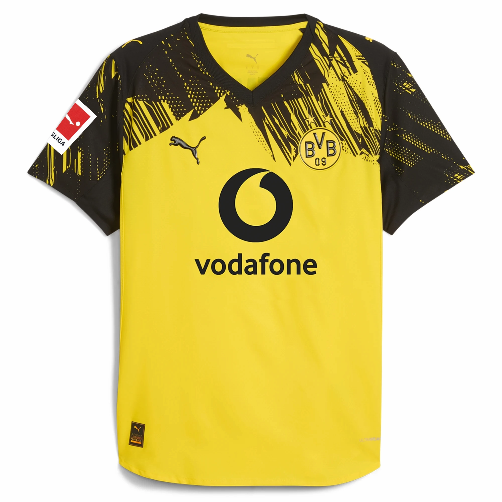 Puma BVB Dortmund Authentic Home Jersey w/ Bundesliga Patch 25/26 (Faster Yellow/Puma Black) Lightweight Lining