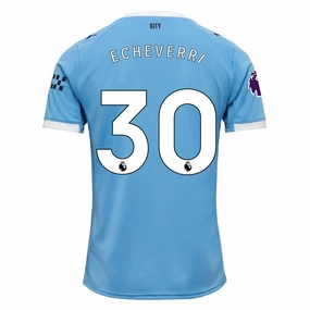 Puma Claudio Echeverri Manchester City Home Jersey 25/26 w/ EPL   Sponsor Patch (Team Light Blue/Puma White) Low Bulk Texture