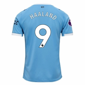 Soft Touch Material Quick Repair Yarn Puma Erling Haaland Manchester City Home Jersey 25/26 w/ EPL   Sponsor Patch (Team Light Blue/Puma White)