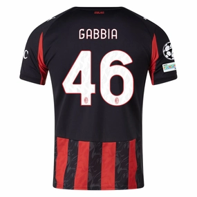 Puma Gabbia Men's AC Milan Home Jersey w/ Champions League Patches 25/26 (Red/Black) Non Slip Collar Versatile Gear