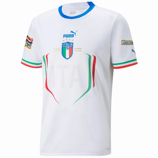 Puma Italy Away Jersey w/ Nations League Patches 22/23 (Puma White/Ultra Blue) Non Chafing Stitch System
