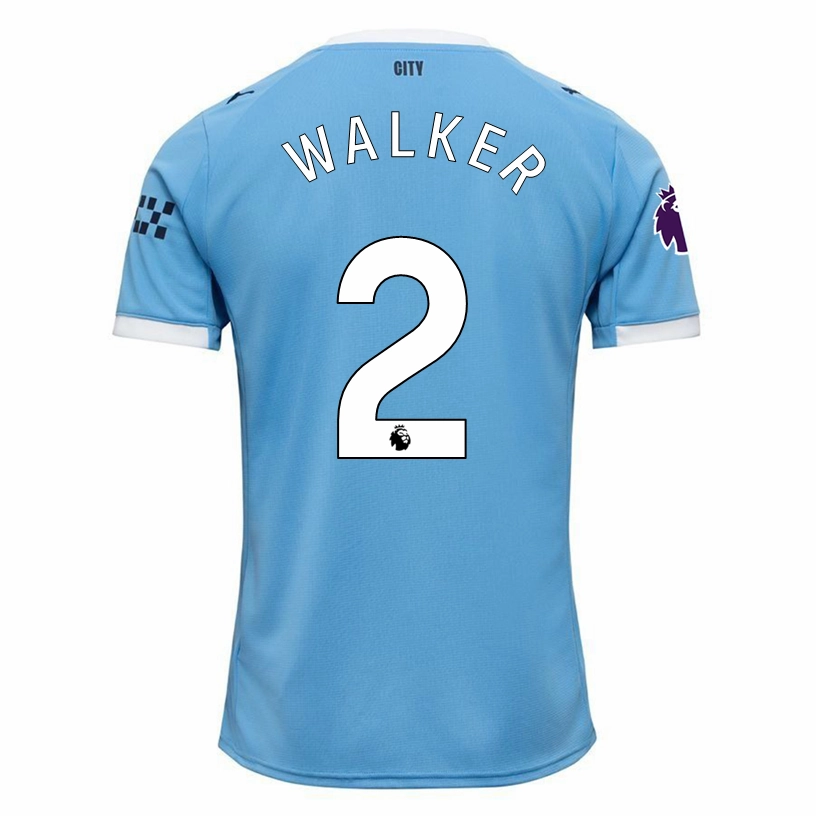 Puma Kyle Walker Manchester City Home Jersey 25/26 w/ EPL   Sponsor Patch (Team Light Blue/Puma White) Layered Thermal Protection Sporty Appeal