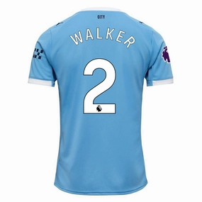 Puma Kyle Walker Manchester City Home Jersey 25/26 w/ EPL   Sponsor Patch (Team Light Blue/Puma White) Layered Thermal Protection Sporty Appeal