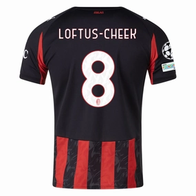 Puma Loftus-Cheek Men's AC Milan Home Jersey w/ Champions League Patches 25/26 (Red/Black) Variable Density Knitting