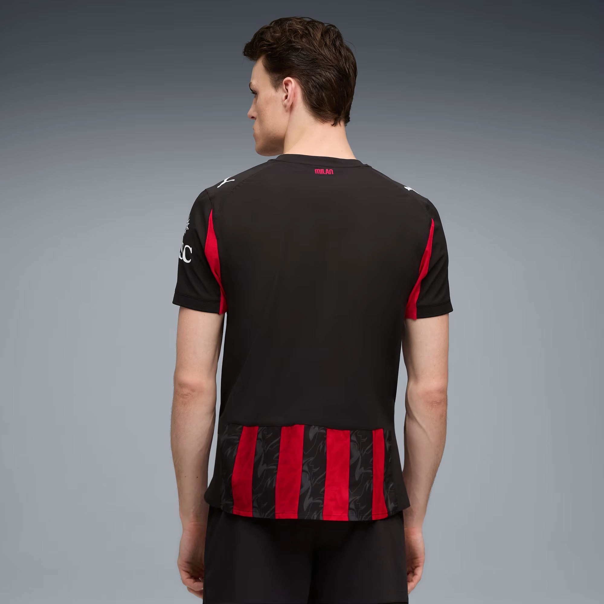 Puma Luka Modric Men's AC Milan Authentic Home Jersey 25/26 w/ Seria A Patch (Red/Black) Ultra light Slub Textured Surface