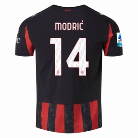 High Collar Design Friction Free Seams Puma Luka Modric Men's AC Milan Authentic Home Jersey 25/26 w/ Seria A Patch (Red/Black)