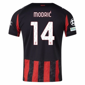 Flexible Drop Shoulder Cut Puma Luka Modric Men's AC Milan Home Jersey w/ Champions League Patches 25/26 (Red/Black)