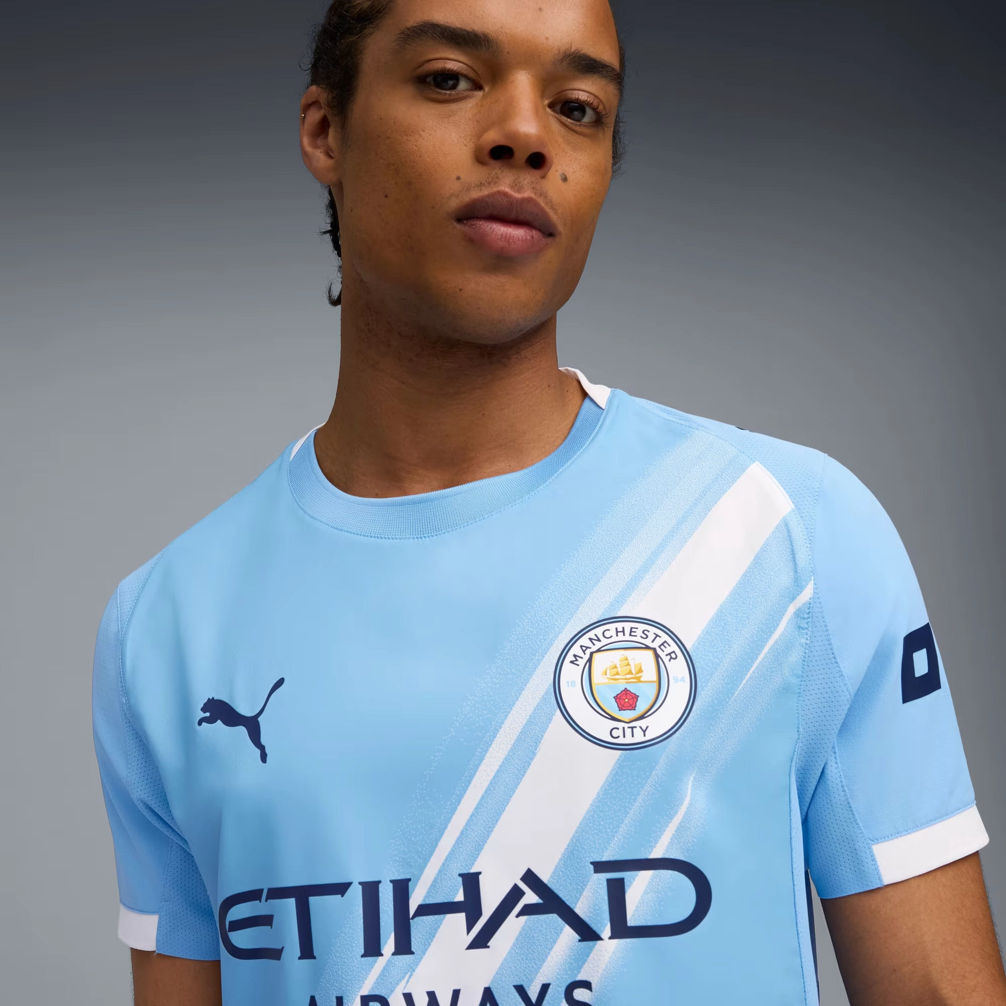 Puma Manchester City Authentic Home Jersey w/ Cub World Cup Patches 25/26 (Team Light Blue/White) Training Ready Street Active