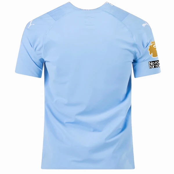 Puma Manchester City Authentic Home Jersey w/ EPL   No Room For Racism   Club World Cup Patches 23/24 (Team Light Blue/Puma White) Fitness Look Cross Fiber Engineering