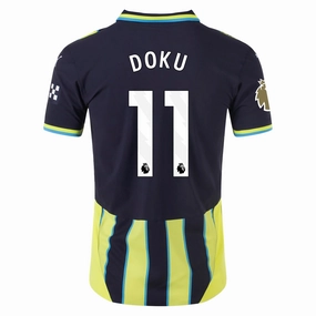 Puma Manchester City Authentic Jeremy Doku Away Jersey w/ EPL   Club World Cup Patch 24/25 (New Navy/Yellow Glow) Boost Fit
