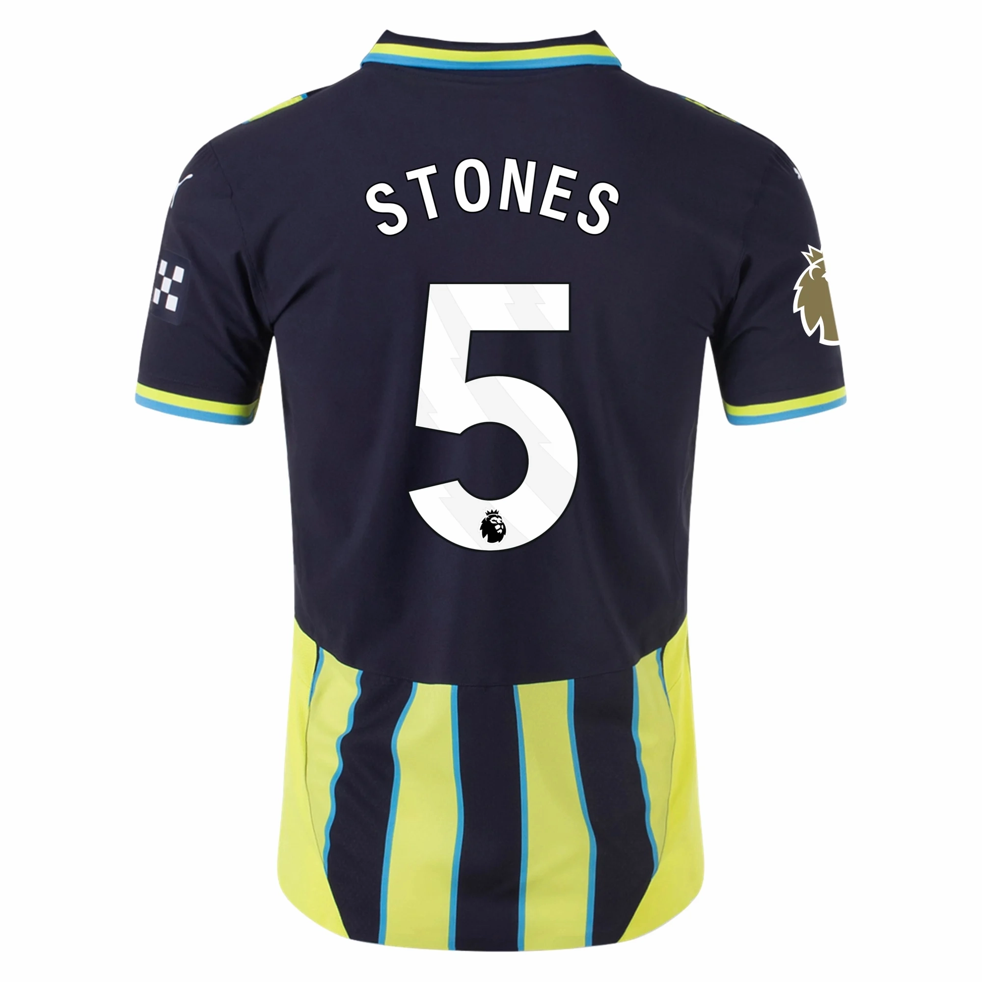 Puma Manchester City Authentic John Stones Away Jersey w/ EPL   Club World Cup Patch 24/25 (New Navy/Yellow Glow) Unisex Fit