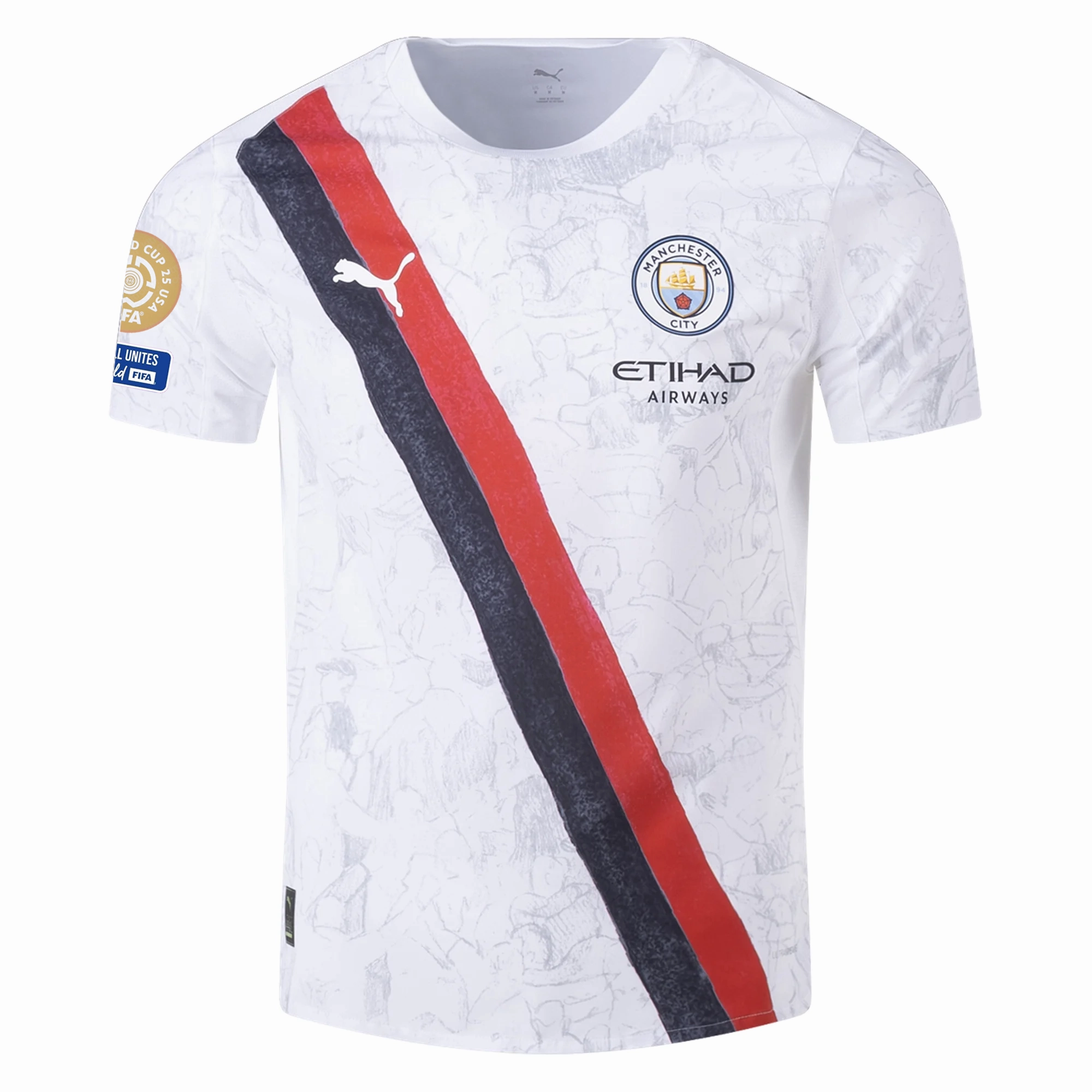 Butter Soft Touch Puma Manchester City Authentic Kid Super Jersey w/ Club World Cup Patches 25/26 (Puma White/Puma Black)