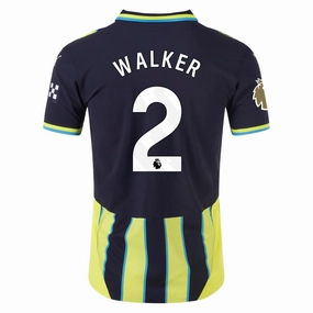 Puma Manchester City Authentic Kyle Walker Away Jersey w/ EPL   Club World Cup Patch 24/25 (New Navy/Yellow Glow) Layered Look Design All-Purpose Gear