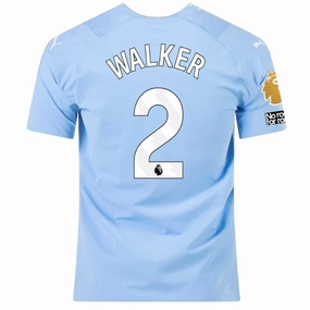 Eco Conscious Dye Process Breathe Zone Puma Manchester City Authentic Kyle Walker Home Jersey w/ EPL   No Room For Racism   Club World Cup Patches 23/24 (Team Light Blue/Puma White)