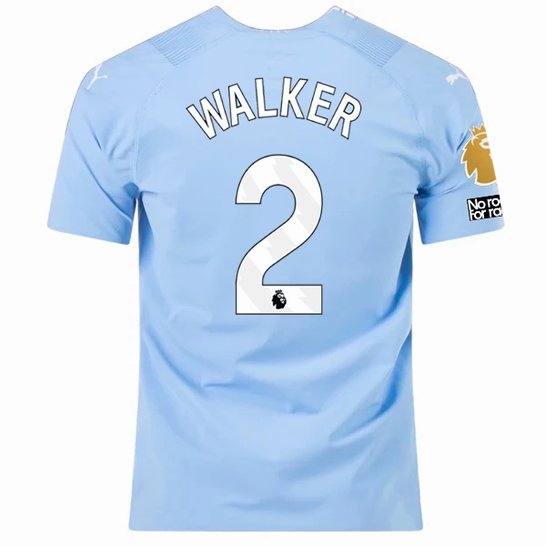 High Stretch Elastic Cuffs Action Performance Puma Manchester City Authentic Kyle Walker Home Jersey w/ EPL   No Room For Racism   Club World Cup Patches 23/24 (Team Light Blue/Puma White)