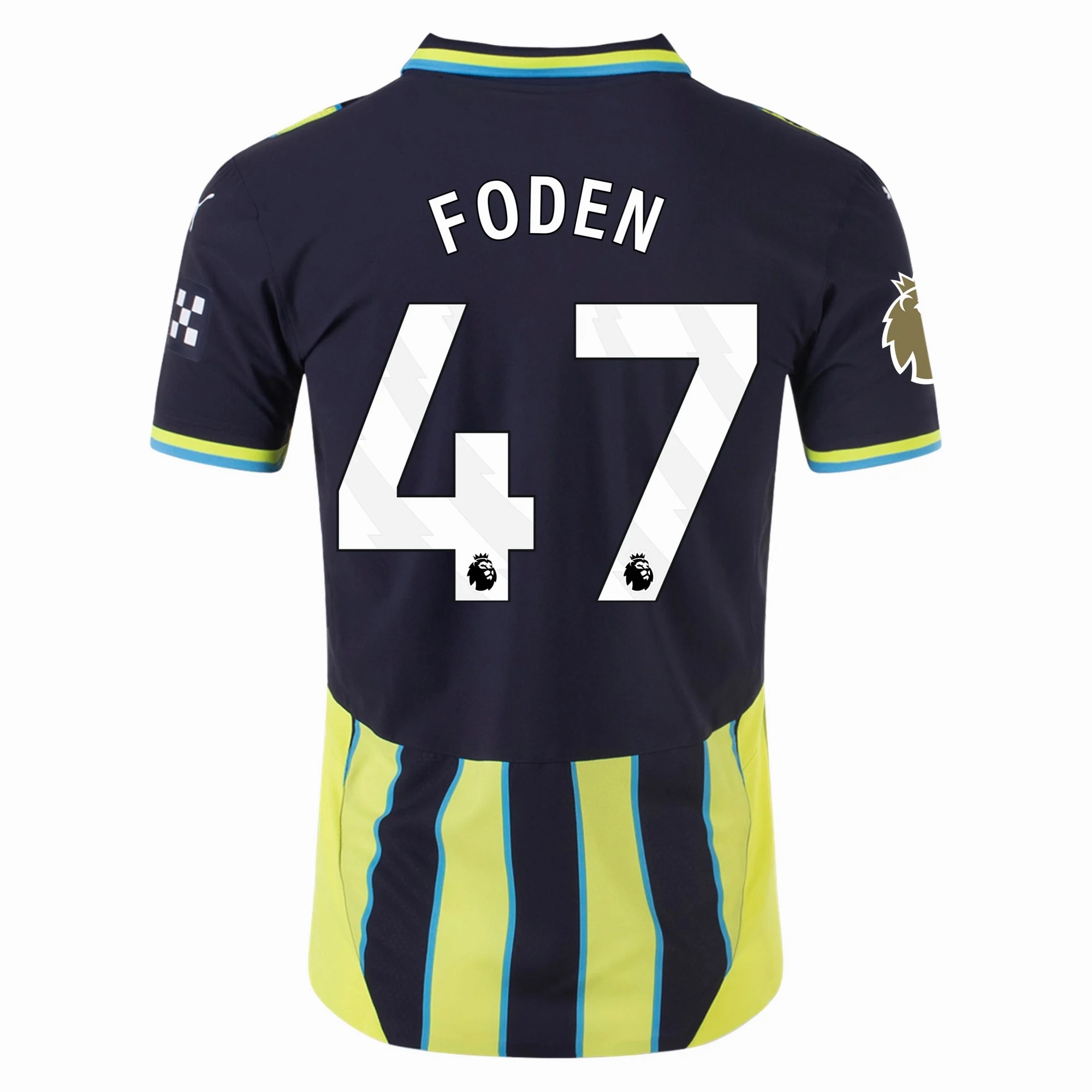 Sporty Performance Puma Manchester City Authentic Phil Foden Away Jersey w/ EPL   Club World Cup Patch 24/25 (New Navy/Yellow Glow)
