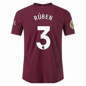 Abrasion Defensive Layer Yarn Dye Technique Puma Manchester City Authentic R??ben Dias Third Jersey w/ EPL   Club World Cup Patch 24/25 (Dark Jasper)