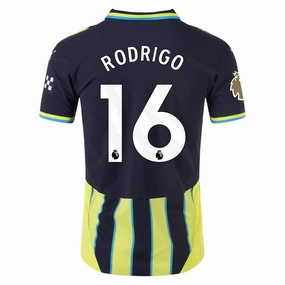 Puma Manchester City Authentic Rodrigo Away Jersey w/ EPL   Club World Cup Patch 24/25 (New Navy/Yellow Glow) Any Move