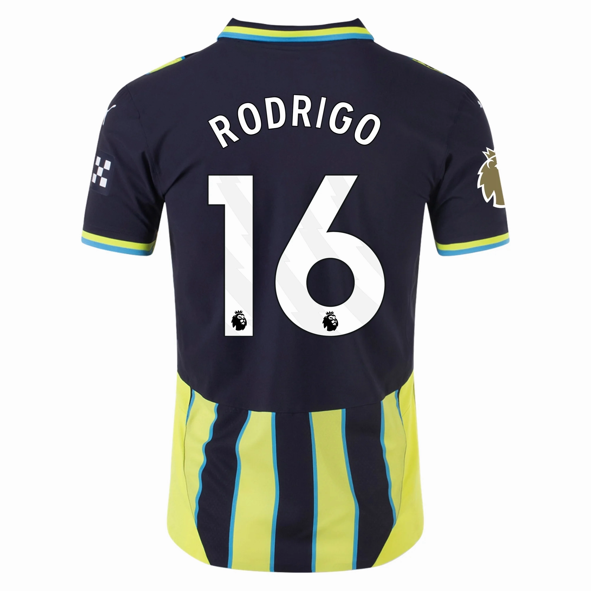 Durable Blends Sport Layer Puma Manchester City Authentic Rodrigo Away Jersey w/ EPL   Club World Cup Patch 24/25 (New Navy/Yellow Glow)