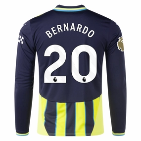 Puma Manchester City Bernardo Silva Long Sleeve Away Jersey w/ EPL   Club World Cup Patch 24/25 (New Navy/Yellow Glow) Eco Friendly Material