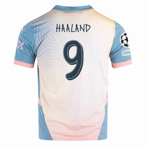 Minimalist Raglan Sleeve Ultraviolet Protection Fabric Puma Manchester City Erling Haaland Fourth Jersey w/ Champions League   Club World Cup Patch 24/25 (Packaging Rosebay/Bold Blue)