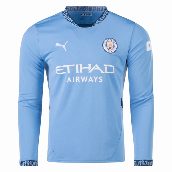 Puma Manchester City Home Long Sleeve Jersey 24/25 (Team Light/Marine Blue) Durable Blend Fabric