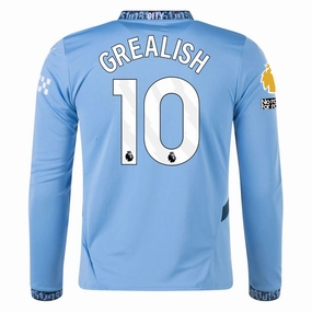 Puma Manchester City Jack Grealish Home Long Sleeve Jersey w/ EPL   No Room For Racism Patch 24/25 (Team Light/Marine Blue) Snag Resistant Knit