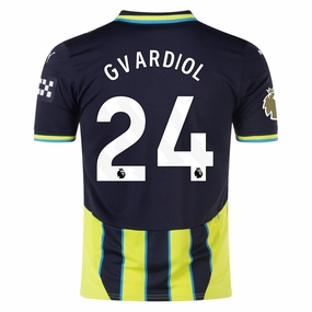 Unisex Apparel Durable Wicking Channels Puma Manchester City Jo?ko Gvardiol Away Jersey w/ EPL   Club World Cup Patch 24/25 (New Navy/Yellow Glow)