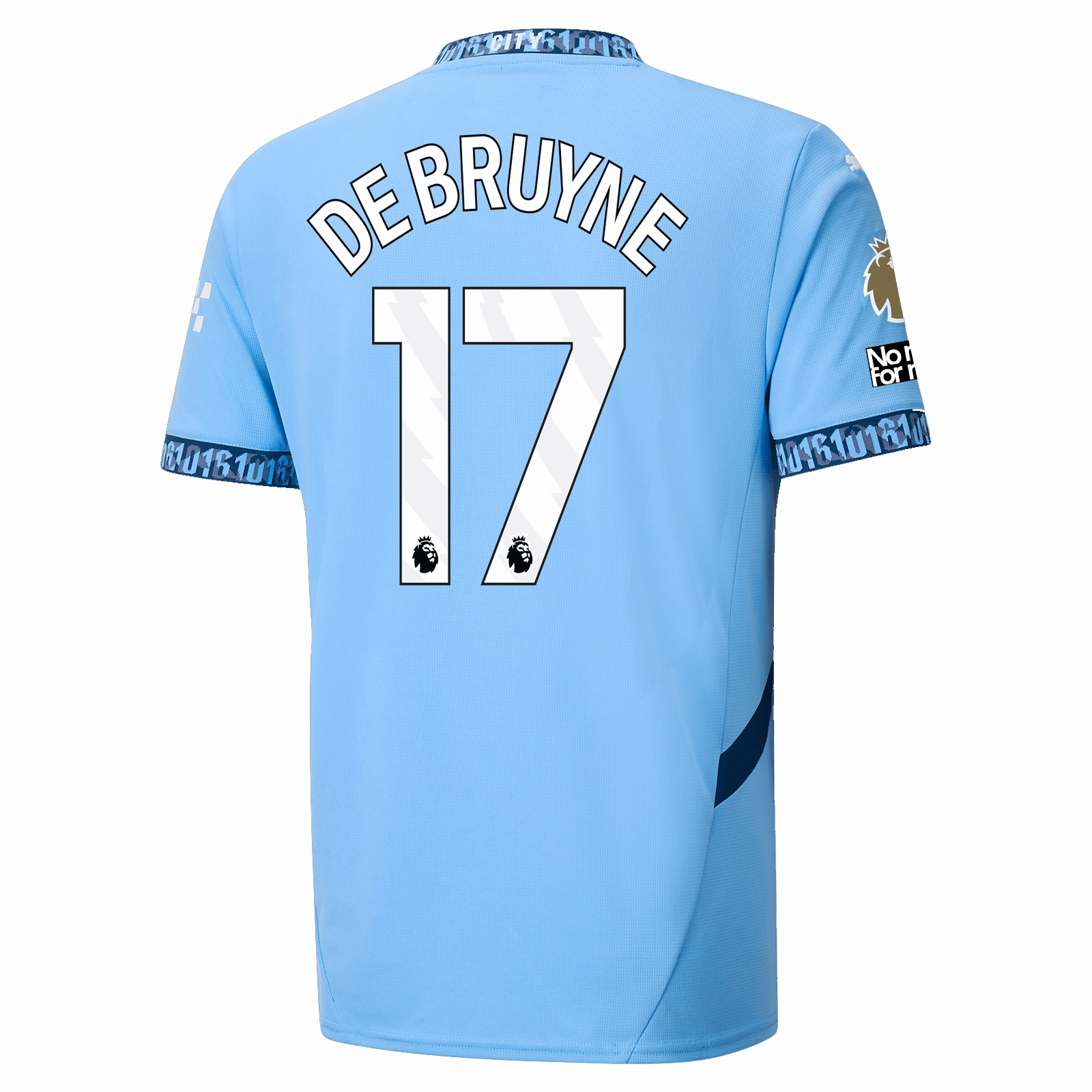 Game Utility Puma Manchester City Kevin De Bruyne Home Jersey w/ EPL   No Room For Racism   Club World Cup Patches 24/25 (Team Light Blue/Marine Blue)