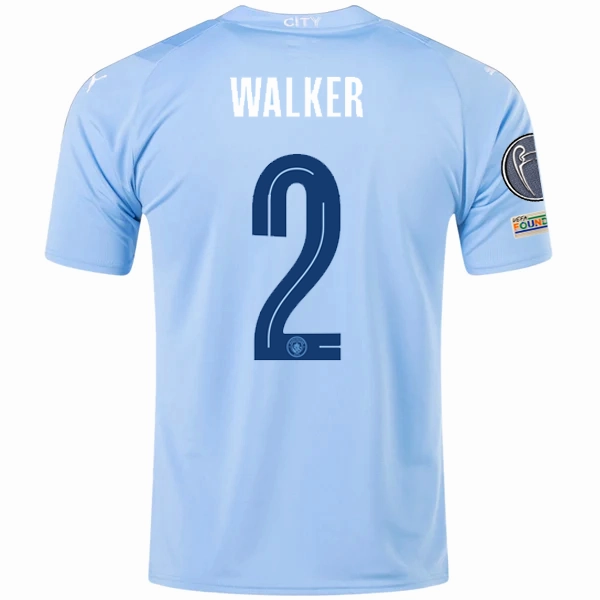 Puma Manchester City Kyle Walker Home Jersey w/ Champions League   Club World Cup Patches 23/24 (Team Light Blue/Puma White) Cozy Layers Eco Friendly Fibers