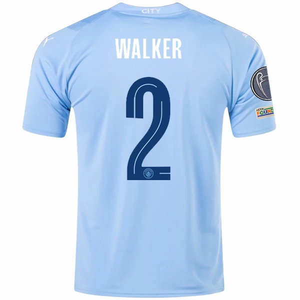 Puma Manchester City Kyle Walker Home Jersey w/ Champions League   Club World Cup Patches 23/24 (Team Light Blue/Puma White) Active Hours Breathe Zone