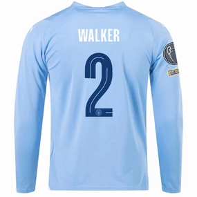 Light Training Pro Fit Puma Manchester City Kyle Walker Home Long Sleeve Jersey w/ Champions League   Club World Cup Patches 23/24 (Team Light Blue/Puma White)