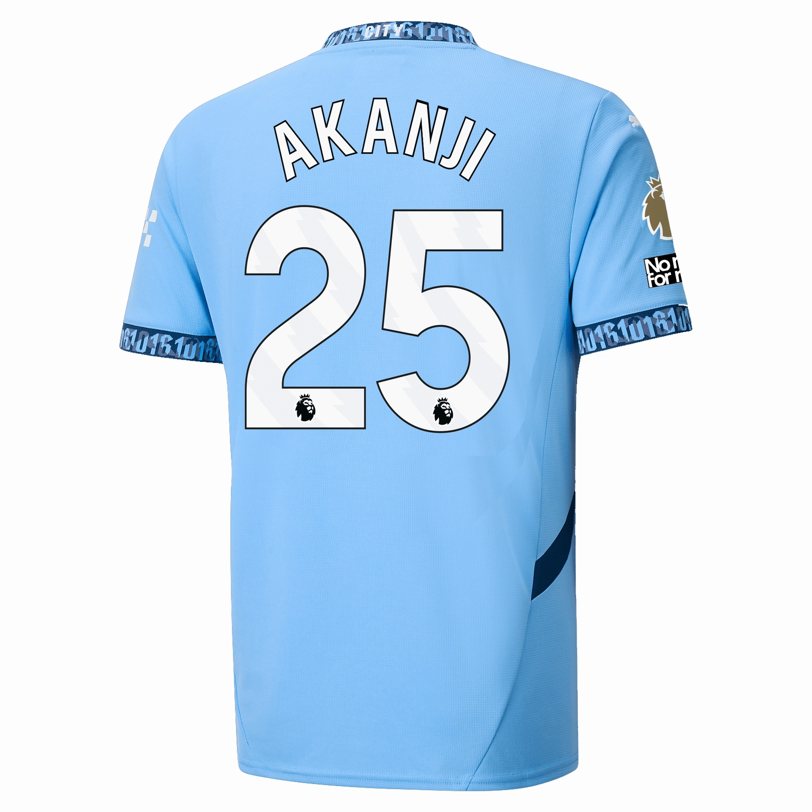 tech fabric Core Layer Puma Manchester City Manuel Akanji Home Jersey w/ EPL   No Room For Racism   Club World Cup Patches 24/25 (Team Light Blue/Marine Blue)