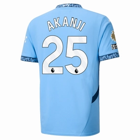 tech fabric Core Layer Puma Manchester City Manuel Akanji Home Jersey w/ EPL   No Room For Racism   Club World Cup Patches 24/25 (Team Light Blue/Marine Blue)